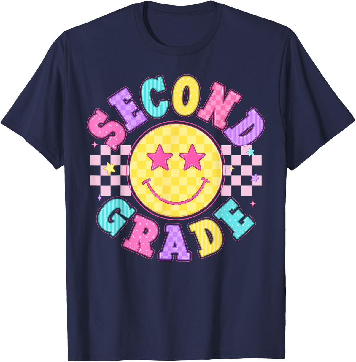 Second Grade Teacher First Day of 2nd Grade Back to School T-Shirt Tee for Kids Boys Girls - Navy Blue