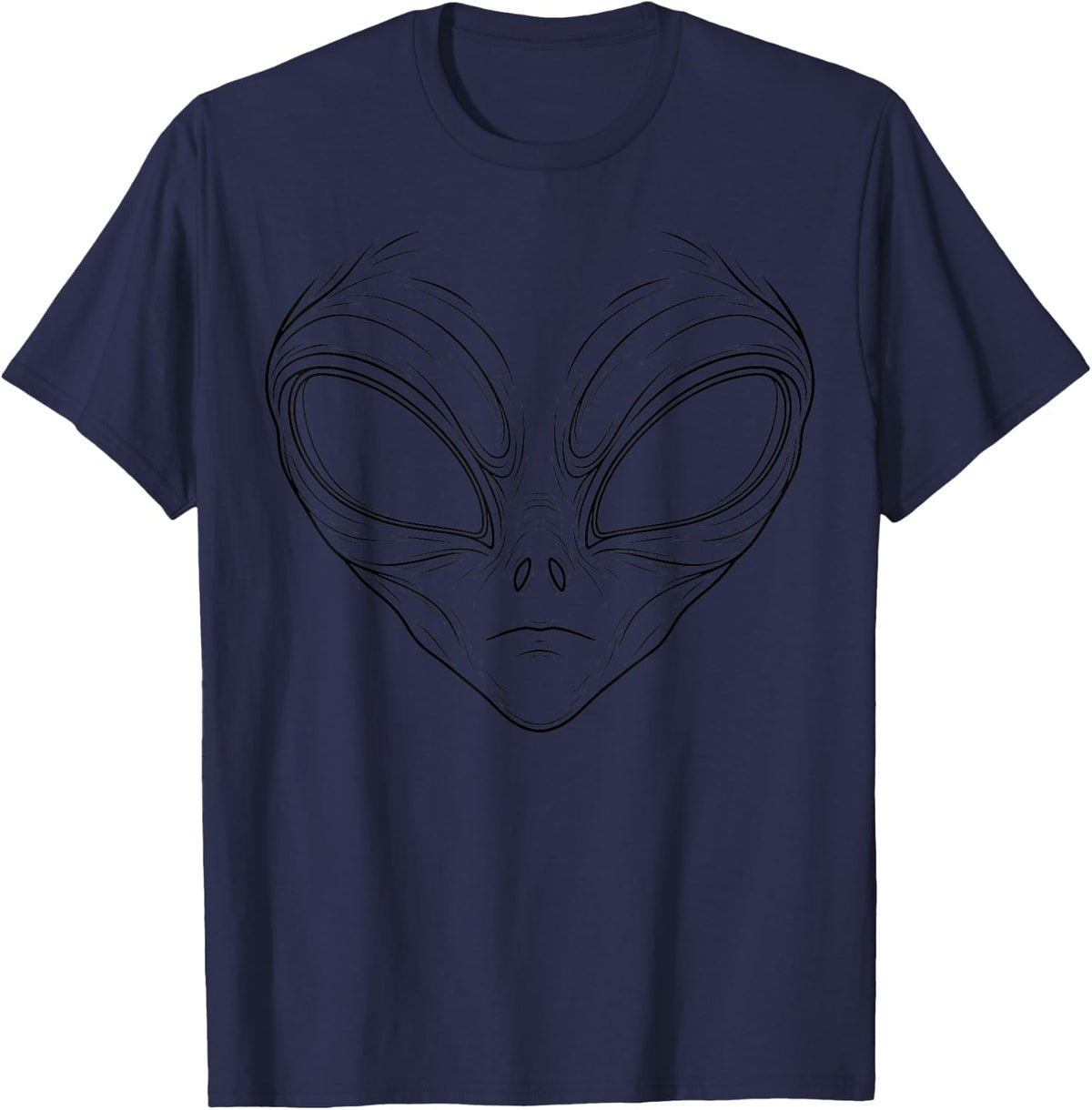 Alien Face Space Funny Halloween Costume Men Women Kids T-Shirt - Navy Blue