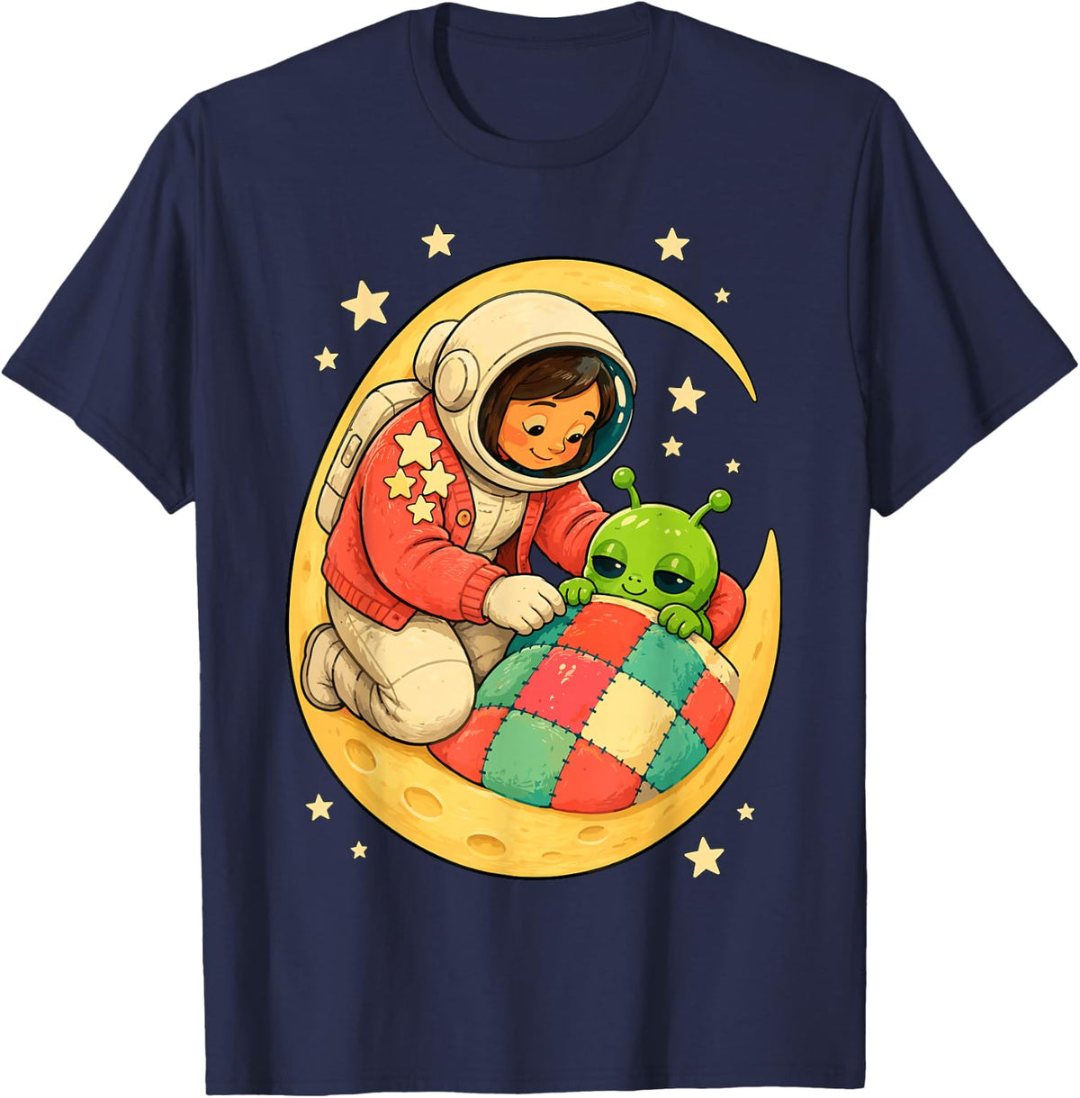 Astronaut Teacher Funny Moon Preschool Outfits T-Shirt - Navy Blue