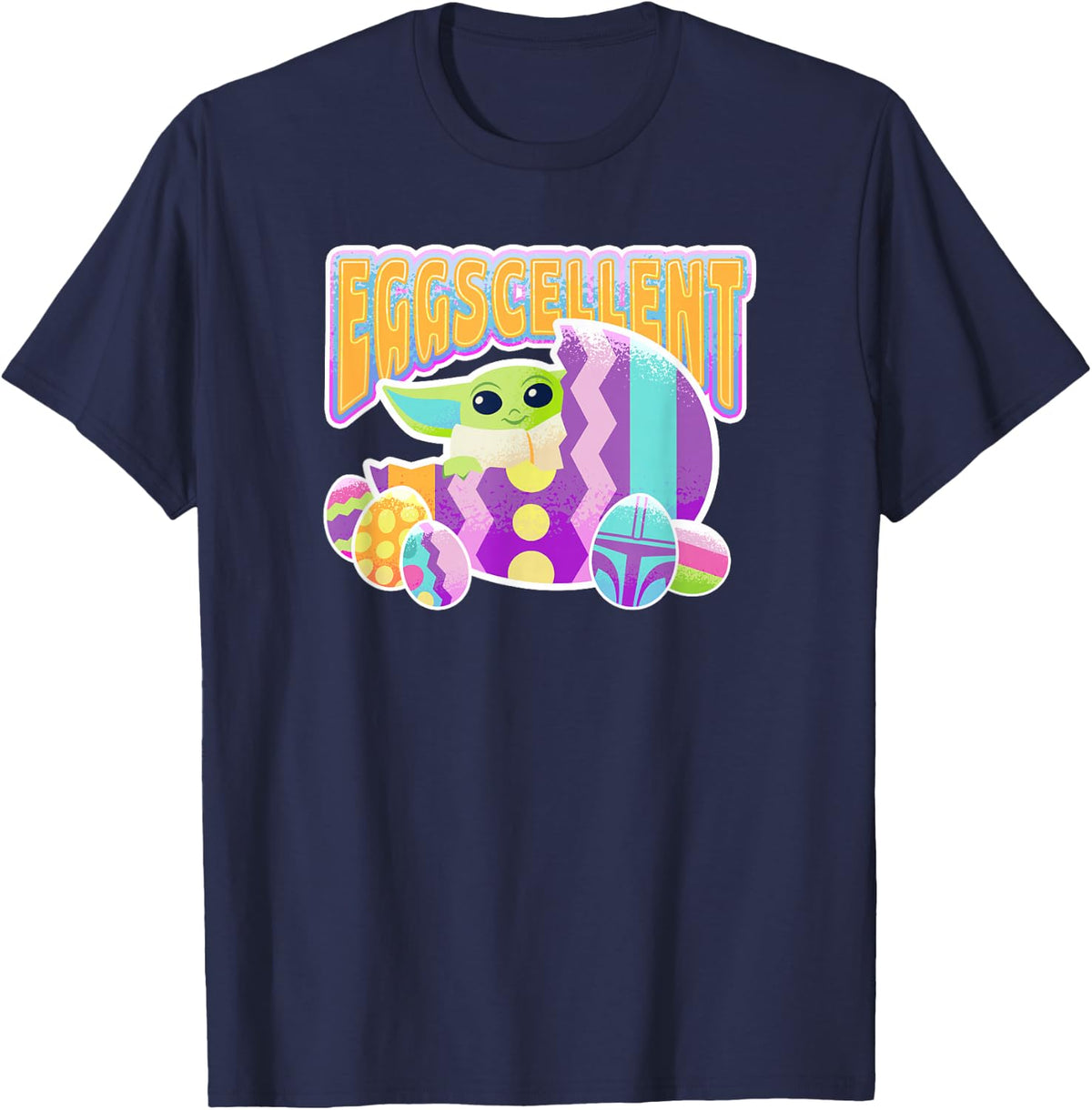 Star Wars: The Mandalorian Grogu Easter Eggscellent T-Shirt - Navy Blue