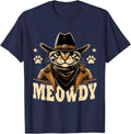 Cat Cowboy Funny Mashup Meowdy Western Country Music Cat T-Shirt - Navy Blue