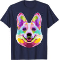 Pem Welsh Corgi Colourful Pop Art Portrait for Dog Lovers T-Shirt - Navy Blue
