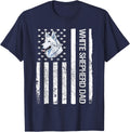 White Shepherd Dad USA Flag White German Shepherd T-Shirt - Navy Blue