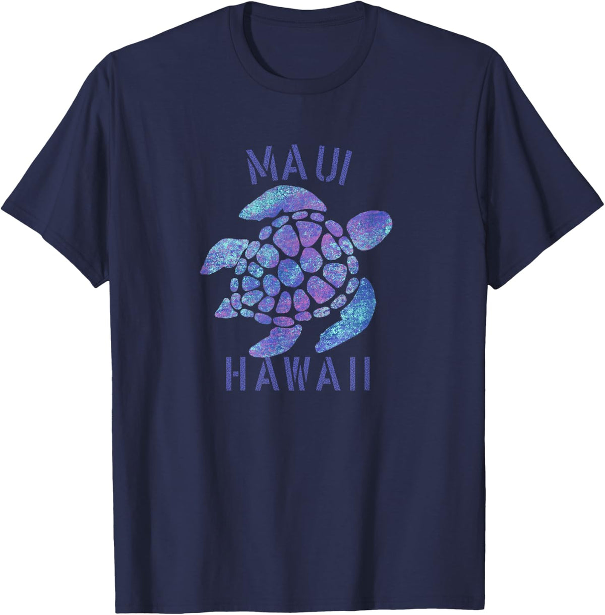 Maui Hawaii Beach Design Tribal Turtle Gift T-Shirt - Navy Blue