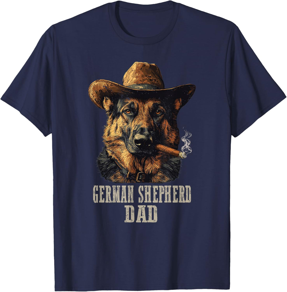 Mens German shepherd Dog Vintage Best Dog Dad Father's Day T-Shirt - Navy Blue
