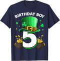 St Patricks Day 5th Birthday Boy 5 Years Old Boys Kids T-Shirt - Navy Blue
