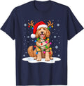 Goldendoodle Christmas Tree Lights Xmas Pet Dog Lover T-Shirt - Navy Blue