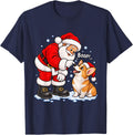 Funny Pembroke Welsh Corgi Boop Santa Christmas T-Shirt - Navy Blue
