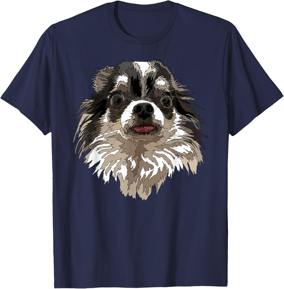 Funny Chihuahua Long Haired Chihuahua Long Hair Chiwawa T-Shirt - Navy Blue