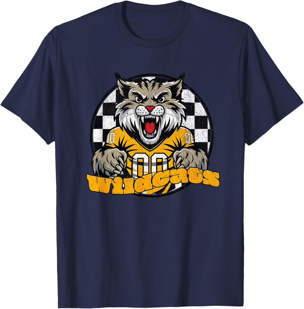 Wildcats High School Mascot Sports Team T-Shirt - Navy Blue
