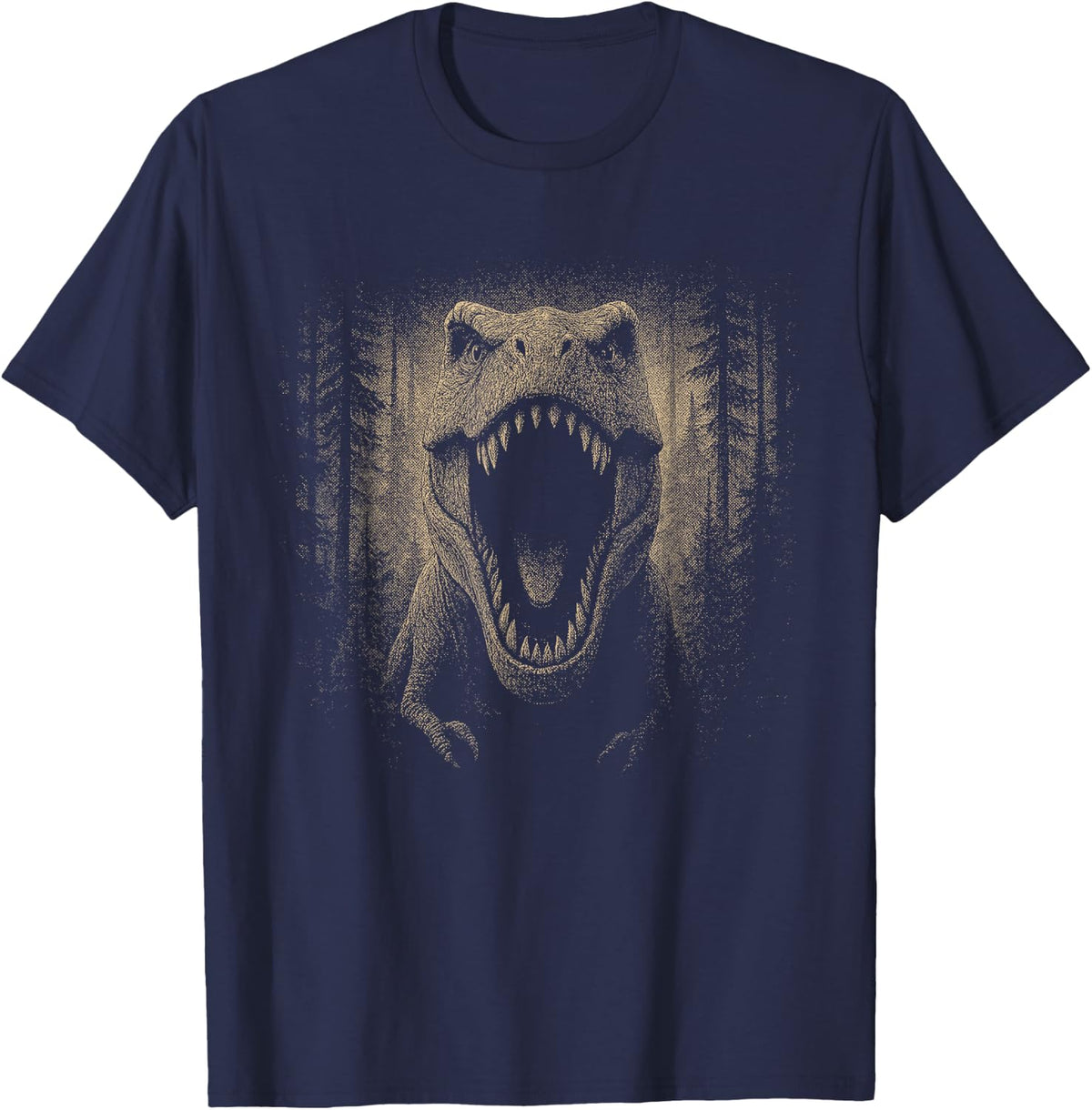 Dinosaur T-Rex Jurassic Forest Roar Monster Beast T-Shirt - Navy Blue