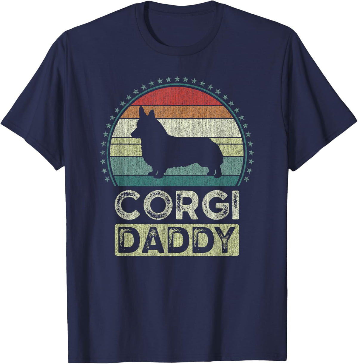 Corgi Daddy, Father's Day, Welsh Corgi Dad T-Shirt - Navy Blue