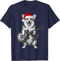 Pembroke Welsh Corgi Electric Guitar Holiday Solo T-Shirt - Navy Blue