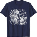 Pembroke Welsh Corgi Santa Boo-p Nose Touch Christmas Dog T-Shirt - Navy Blue