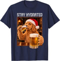Stay Hydrated Goldendoodle Beer Funny Christmas Dog T-Shirt - Navy Blue