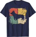 Square Retro Corgi Owner Gift Dog Welsh Corgi Dad Pet Mom T-Shirt - Navy Blue