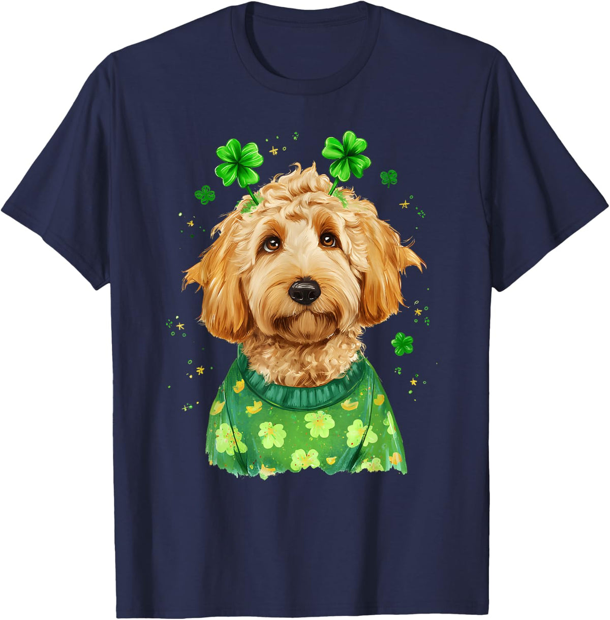Saint Patrick's Day Goldendoodle Dog T-Shirt Tee for Boys Girls Kids Puppy Lover - Navy Blue