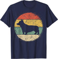Circular Retro Corgi Owner Gift Welsh Corgi Dad Pet Mom T-Shirt - Navy Blue