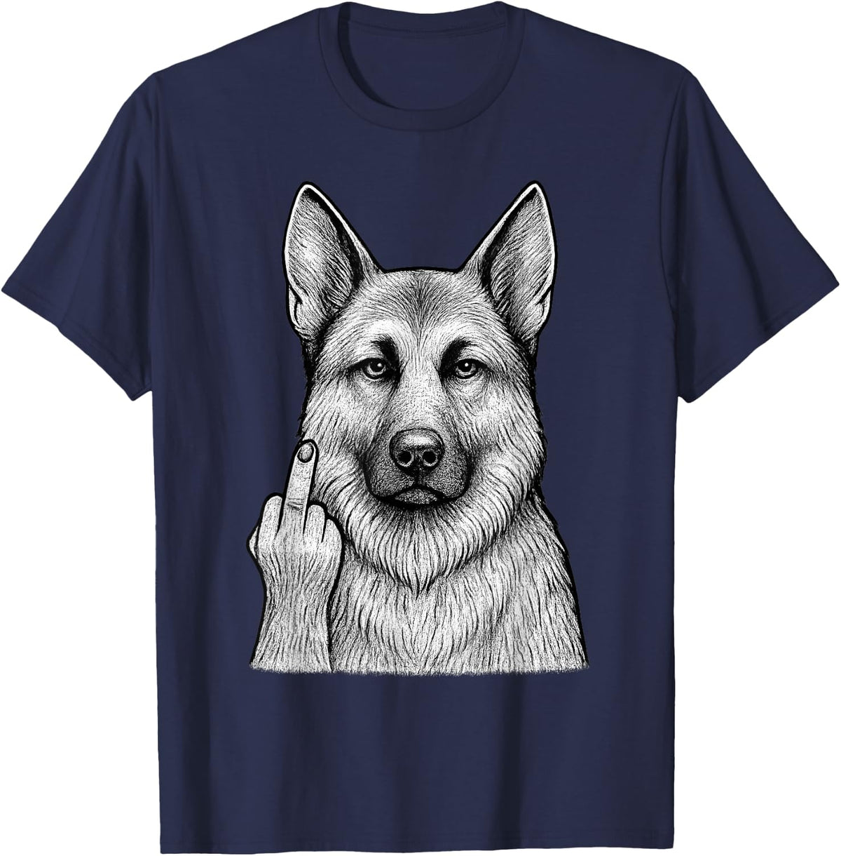 German Shepherd Middle Finger Sarcastic Dog Lover T-Shirt - Navy Blue