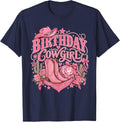 Birthday Cowgirl Pink Western Boots Cowboy Hat Rodeo T-Shirt - Navy Blue