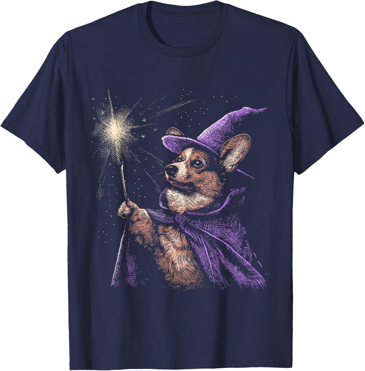Wizard Corgi Shirt Magic Fantasy Dog Corgi Lover Magician T-Shirt - Navy Blue
