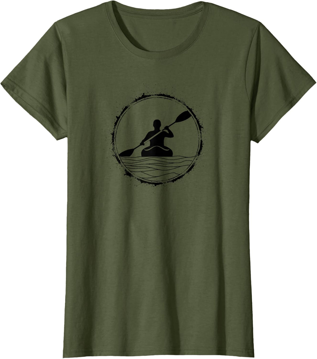 Kayaker Love Kayaking Minimalist Kayak Graphic Paddle T-Shirt - Olive Green