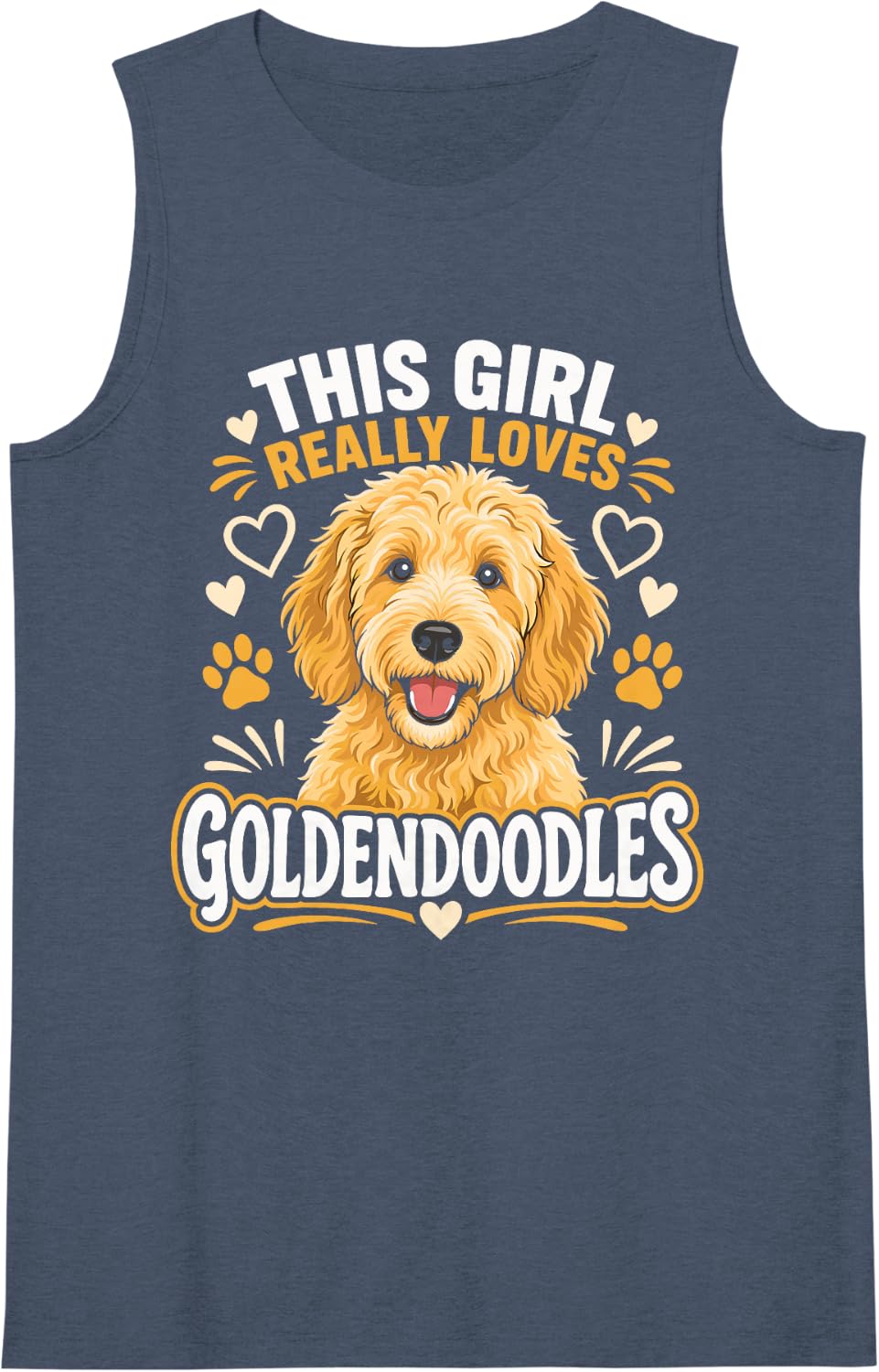 Women's This Girl Really Loves Goldendoodles Sleeveless Tank Top - Navy Blue
