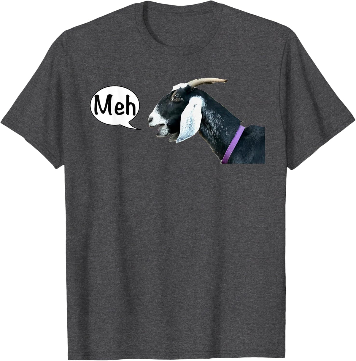 Goat Says Meh T-shirt for men and women - Dark Heather Grey