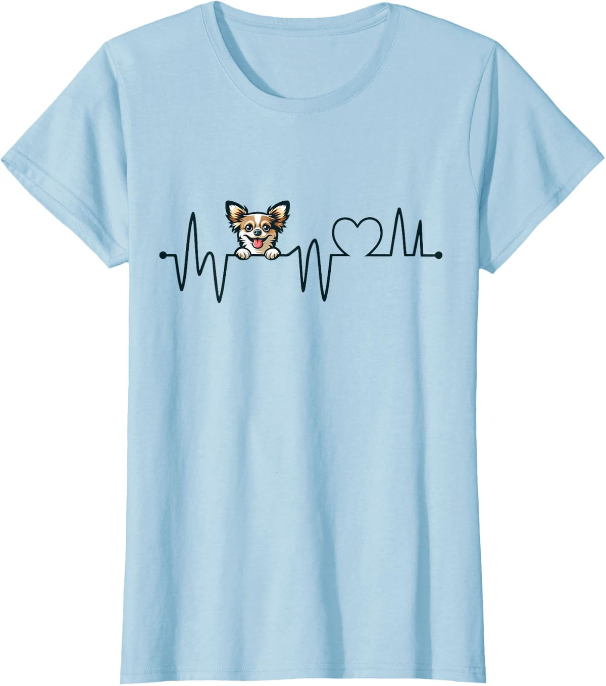 Chihuahua Heartbeat - Men Women Kids Chihuahua Lover T-Shirt - Baby Blue