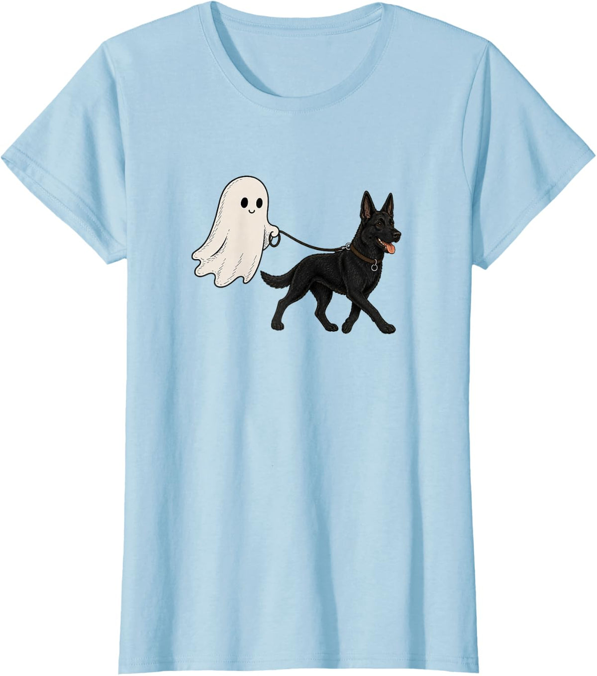 Black German Shepherd Halloween T-Shirt - Baby Blue