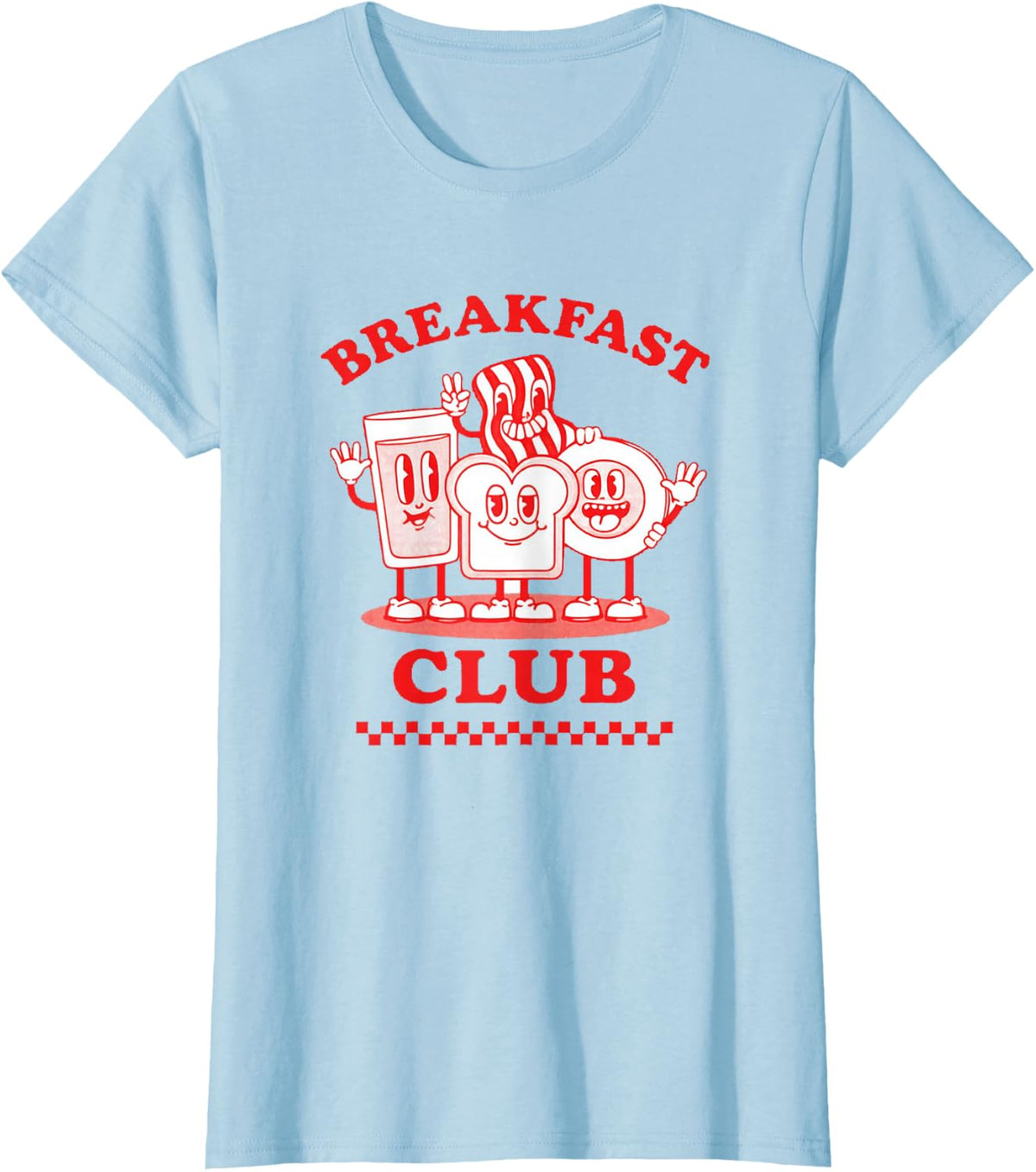 Breakfast Club Retro Cartoon Breakfast Food Friends Funny T-Shirt - Baby Blue