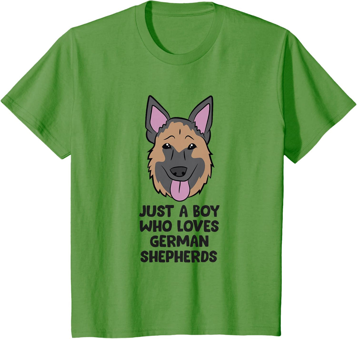 Just A Boy Who Loves German Shepherds T-Shirt - Grass Green