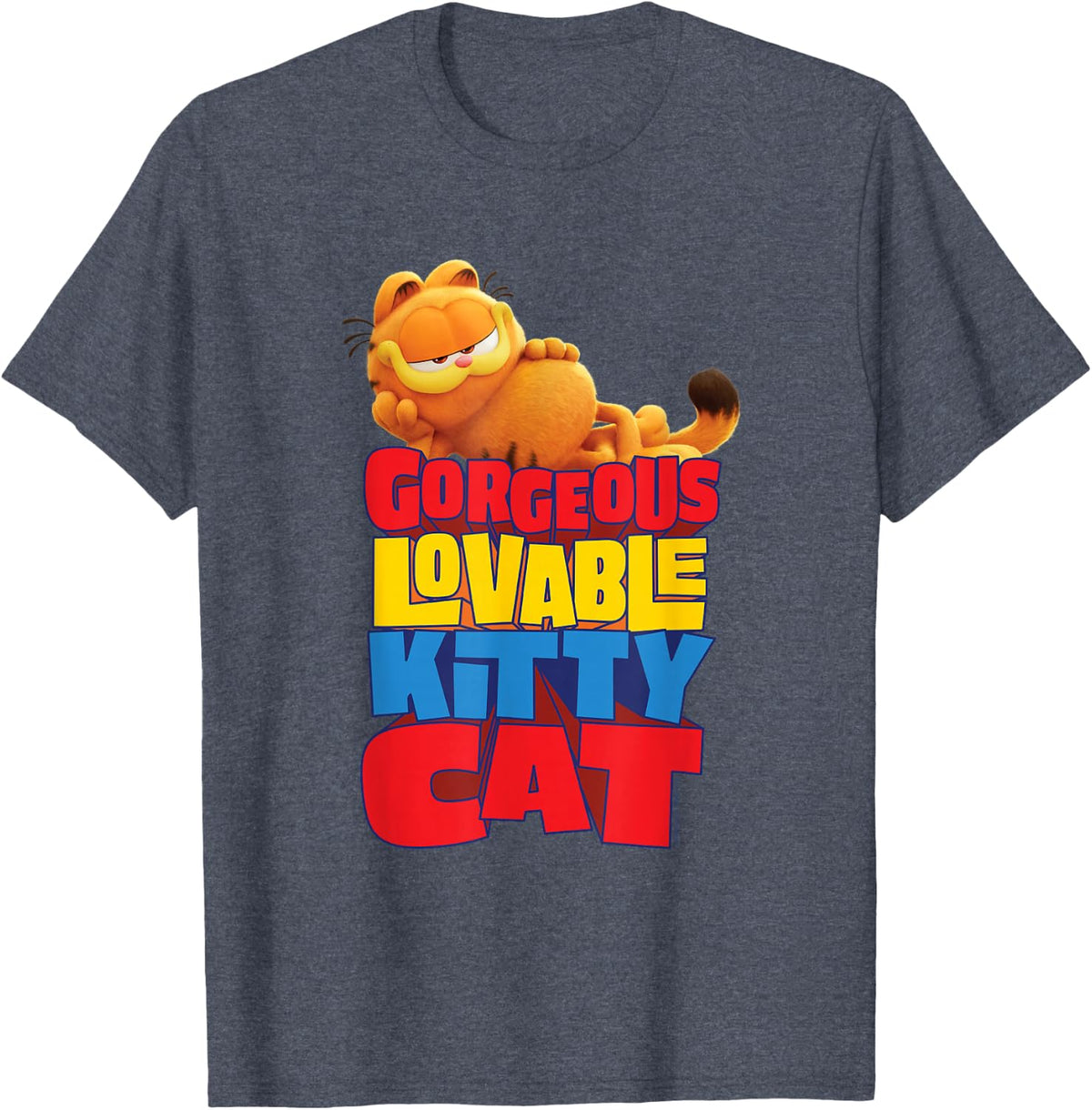The Garfield Movie Gorgeous Lovable Kitty Cat Sassy Poster T-Shirt - Heather Blue