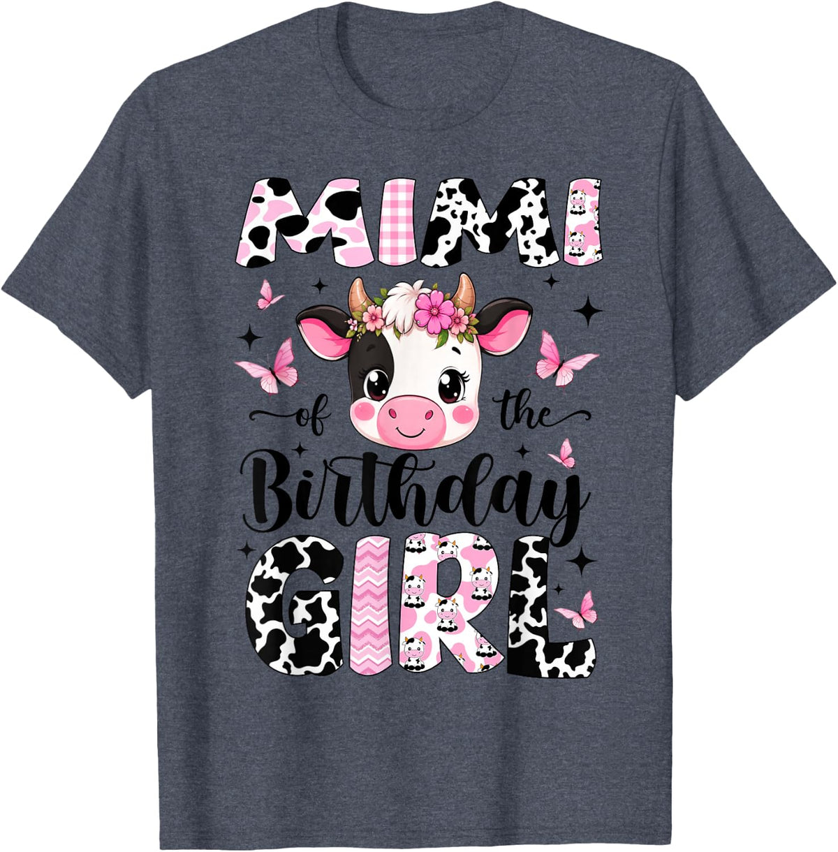 Mimi of The Birthday Girl Farm Cow Family Matching T-Shirt - Heather Blue