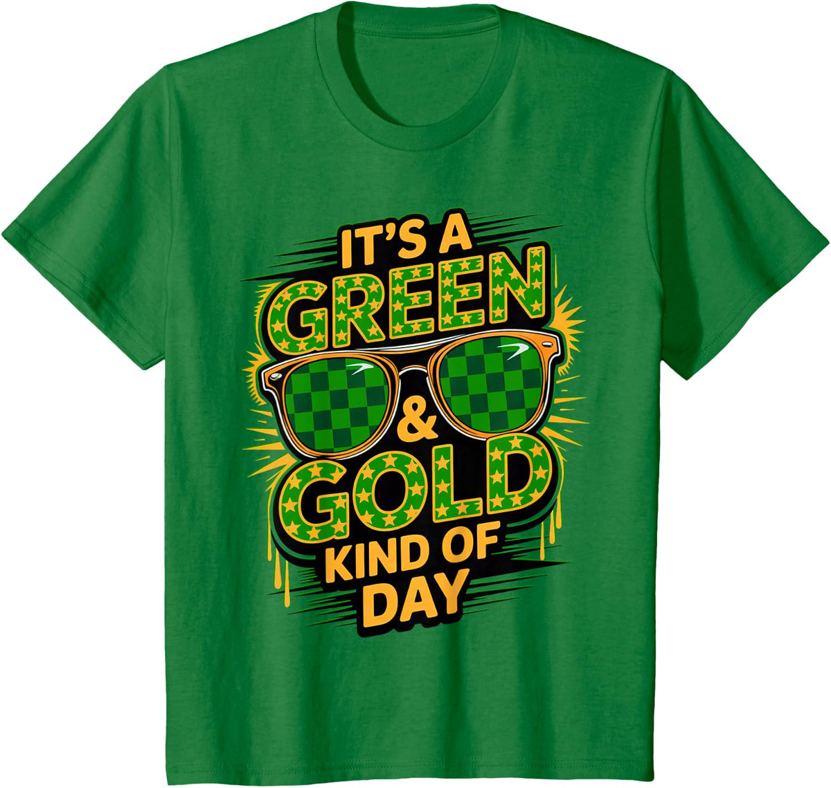 Vintage It's Green Gold Kind of Day High School Game Day T-Shirt - Kelly Green