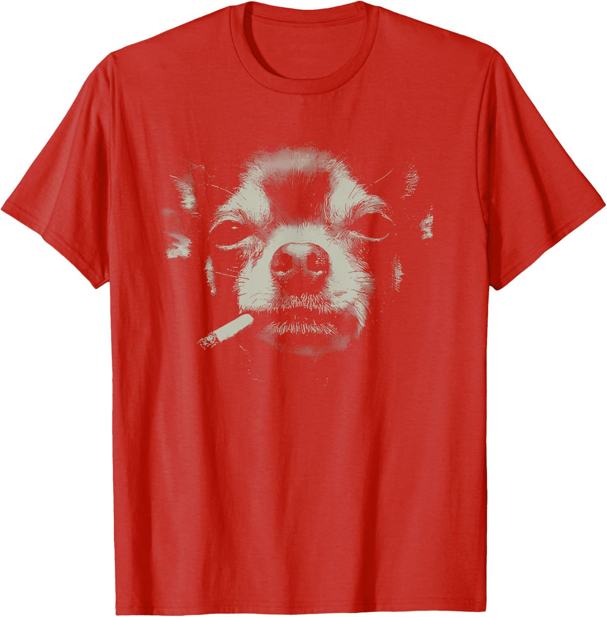 Smoking Chihuahua Cigarette T-Shirt - Red