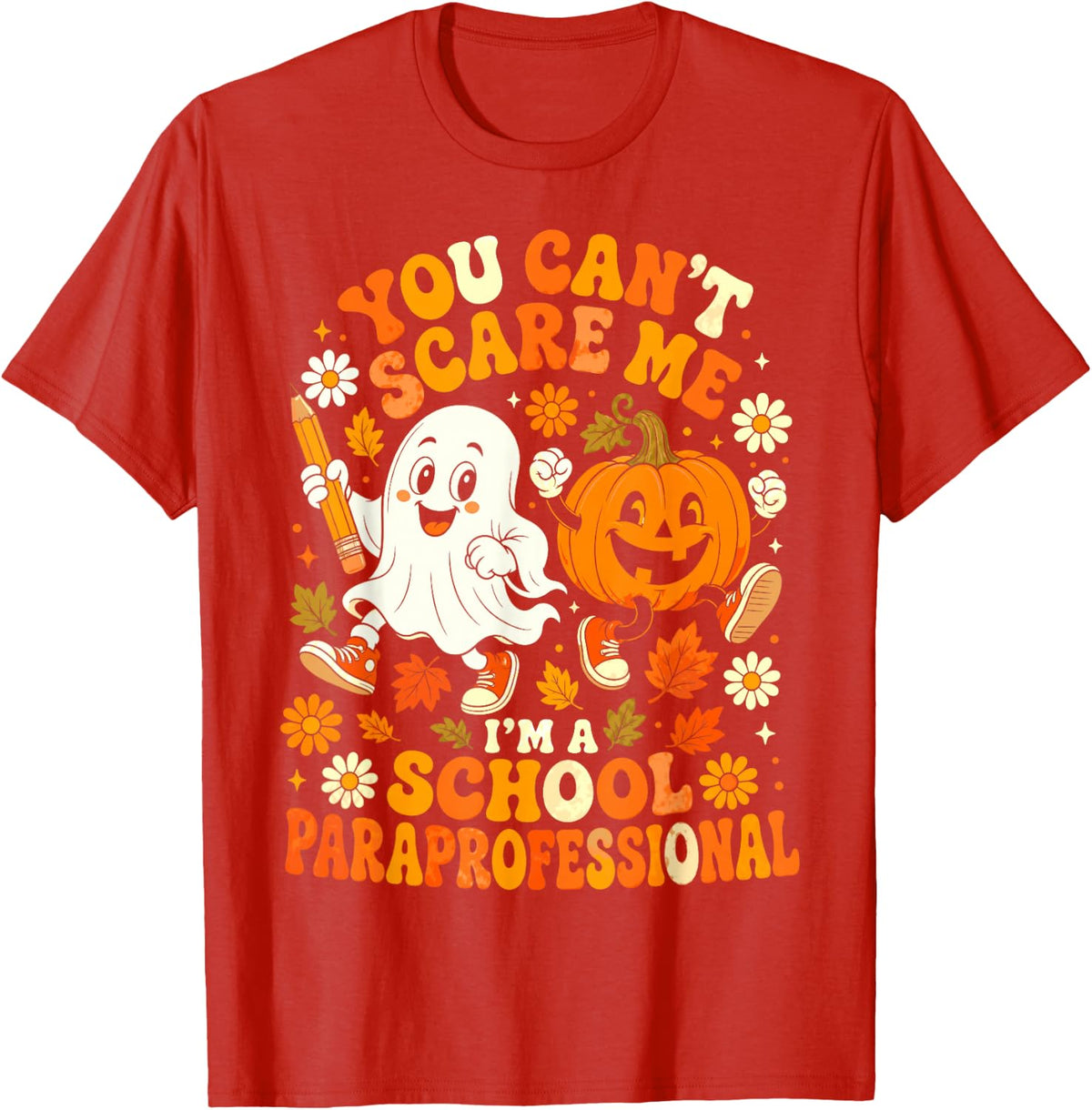 School Paraprofessional Western Cowboy Ghost Rodeo T-Shirt - Red