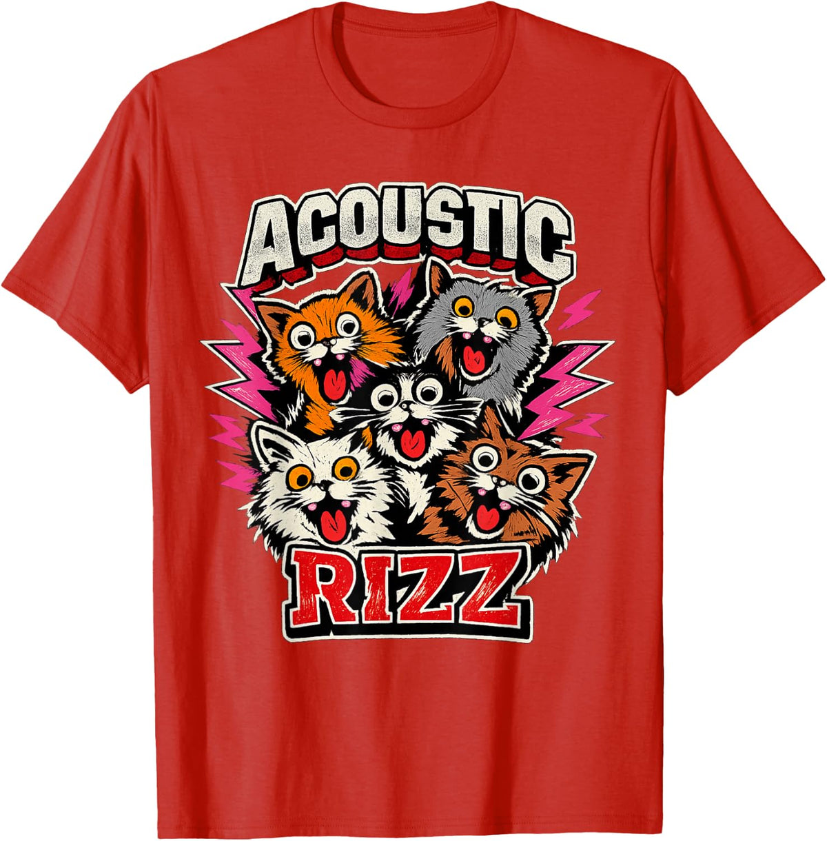 Funny Autism Rizz Em with The Tism Meme with Cats T-Shirt - Red