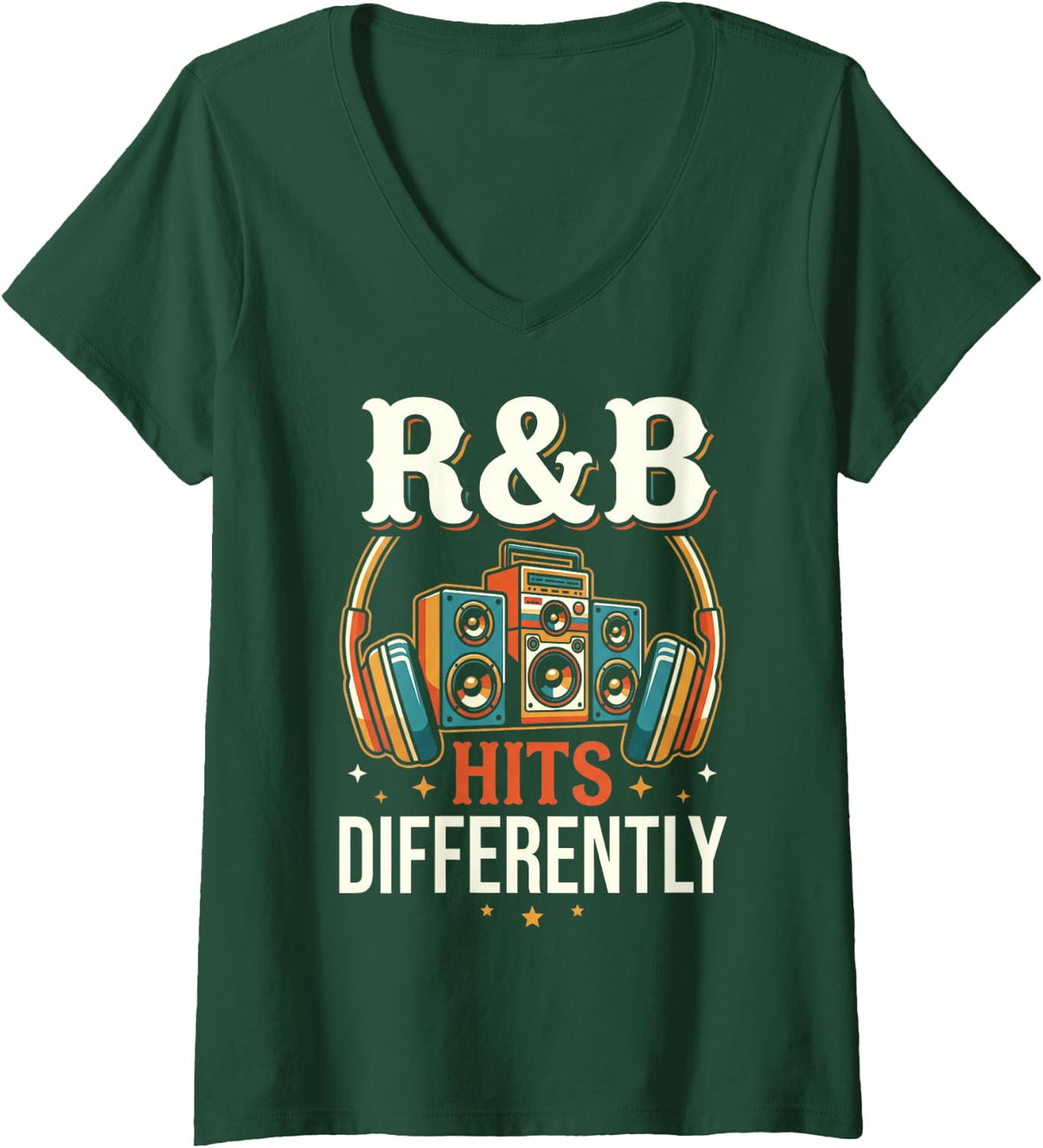 Women's Hits Differently R&B Hip Hop Rap Musician Concert R&b V-Neck T-Shirt - Dark Green