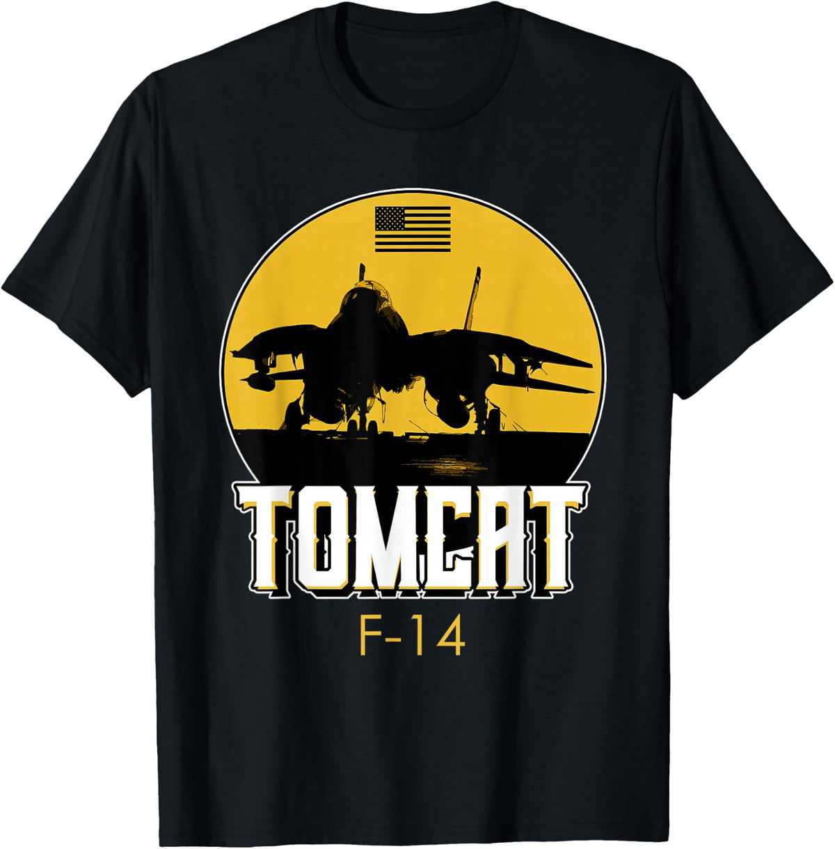 F-14 Tomcat Fighter Jet T-Shirt Tee for Aviation Enthusiasts and Military Personnel - Black