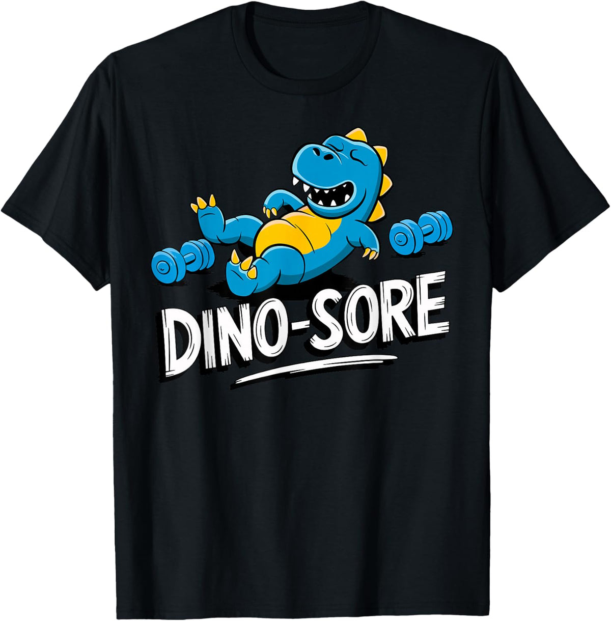Cute Dinosaur Weightlifter Dino Sore Workout Gym Funny T-Shirt - Black