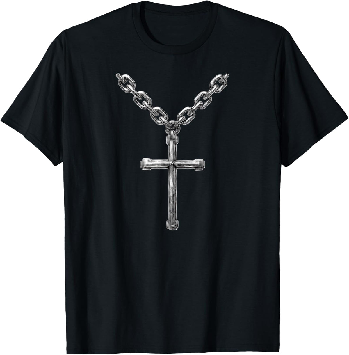 Cross Christian Religious Believe Blessed Faith Graphic T-Shirt - Black