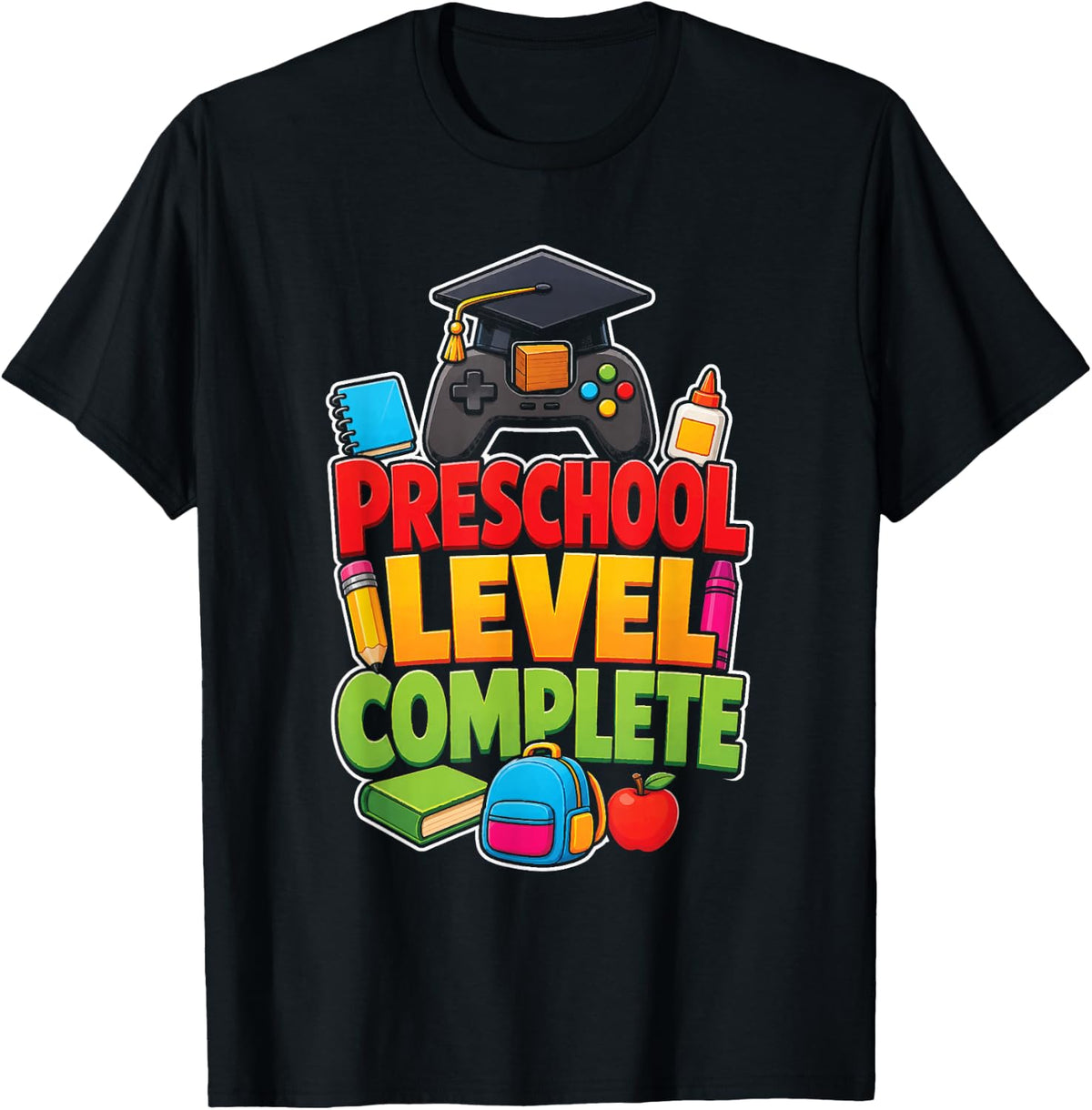 Preschool Level Complete Pre-K Graduation Elementary T-Shirt - Black