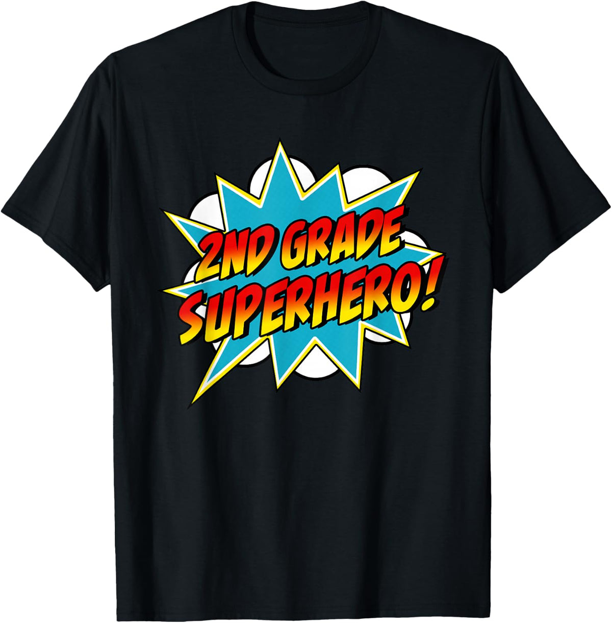 Second Grade Superhero Teacher Student 2nd Grade Comic Retro T-Shirt - Black