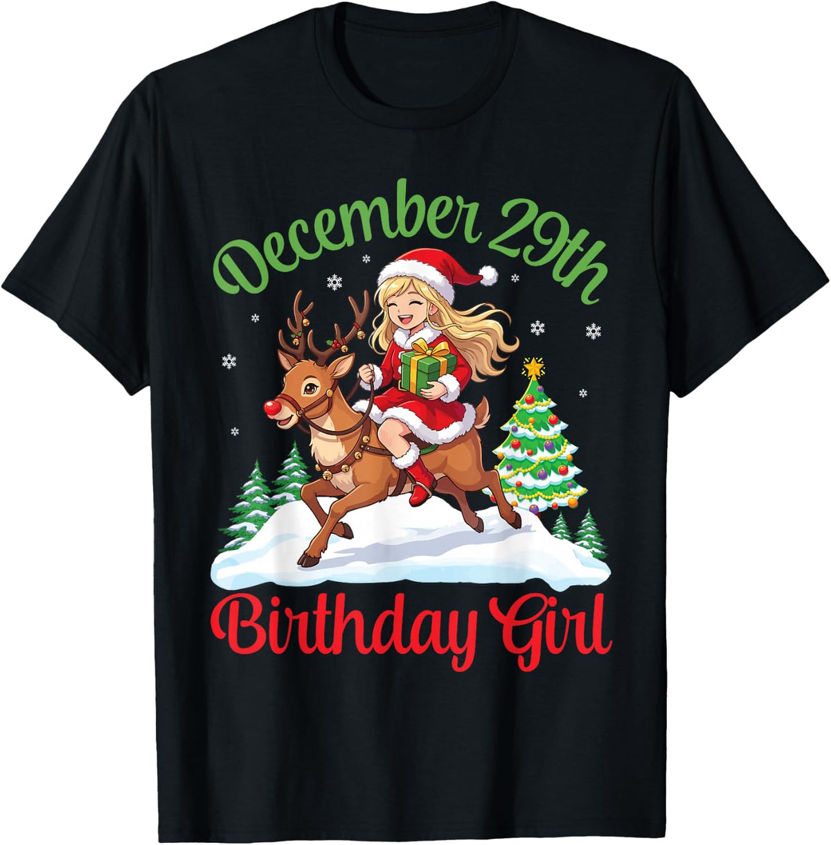 Born On December 29th Happy Birthday to Me Girl Riding Horse T-Shirt - Black