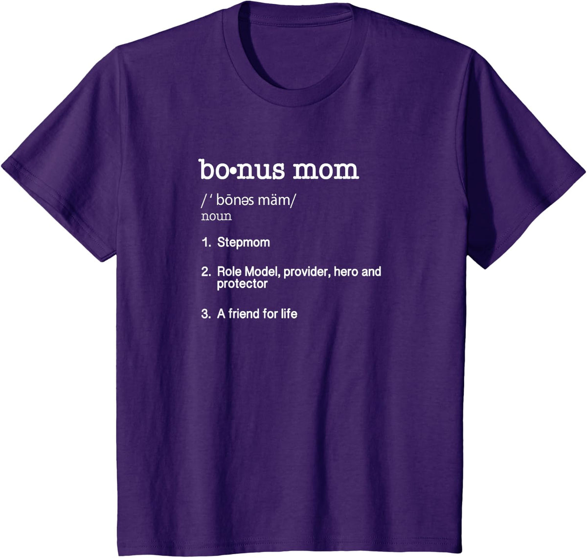 Bonus Mom Definition T Shirt - Funny Cool Present Gift Tee - Purple
