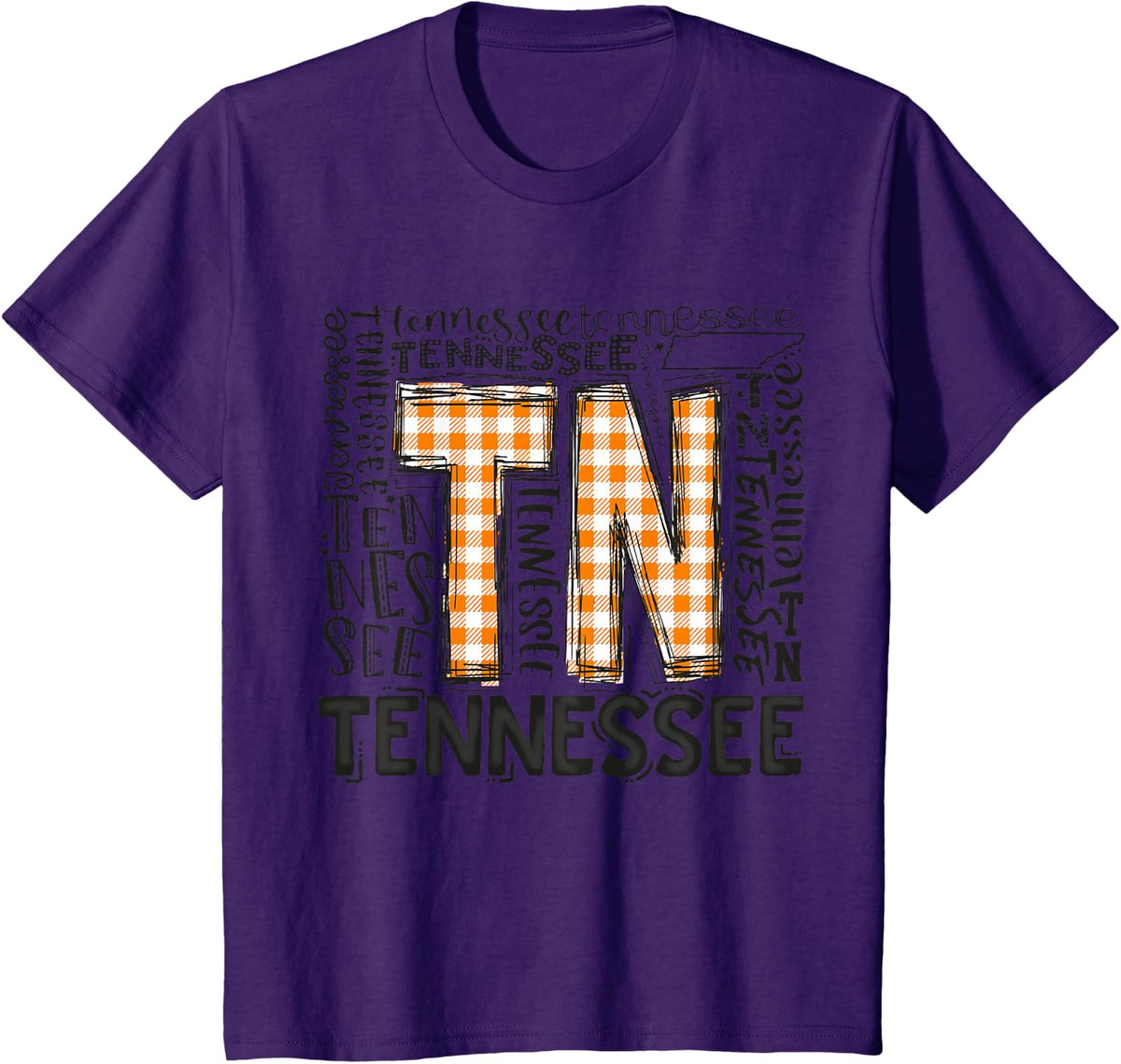 Tennessee State Flag Orange Plaid TN T-Shirt - Purple