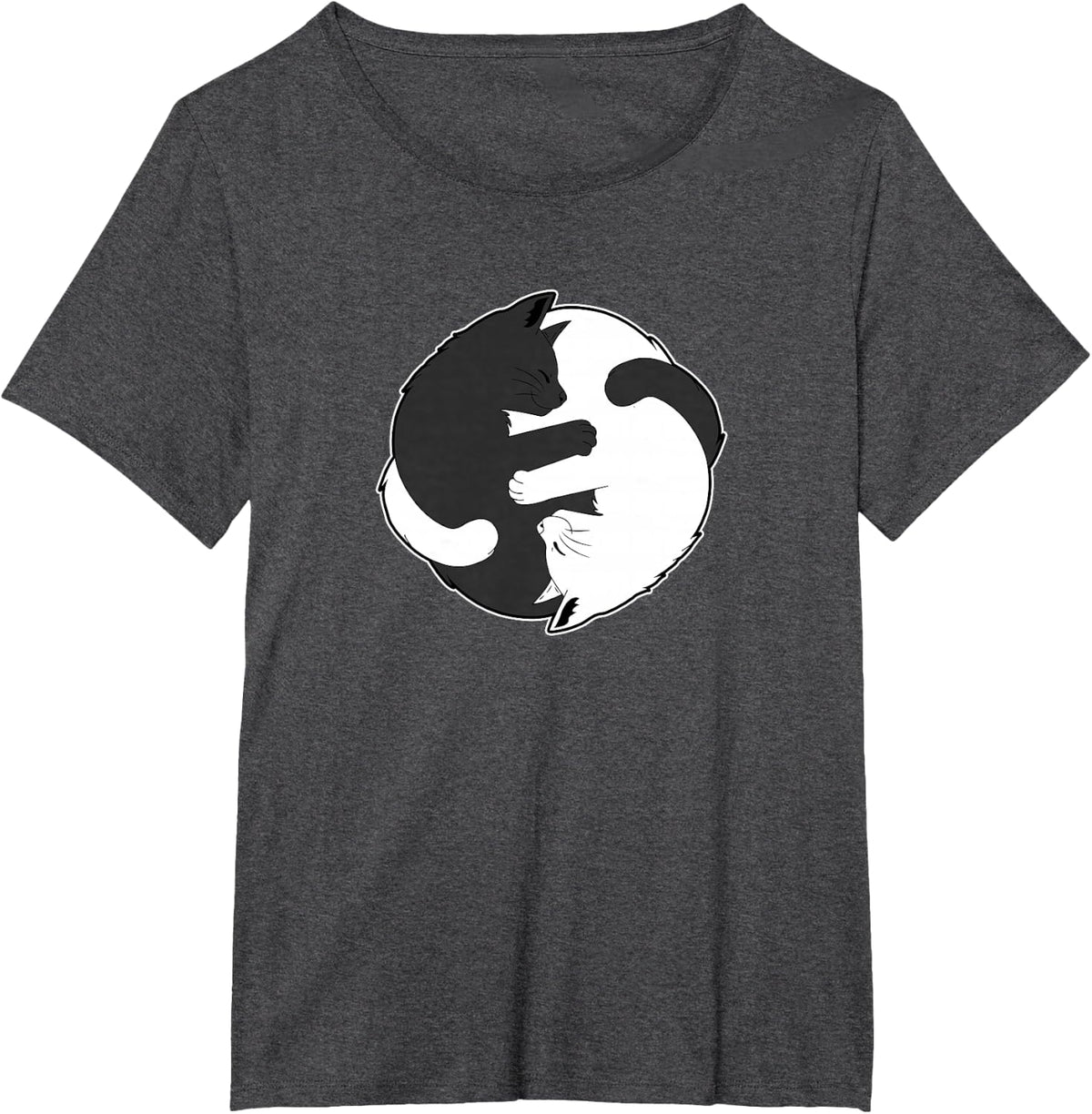 Cute Cat Cats Ying Yang, Yin Yang T-Shirt - Dark Heather Grey