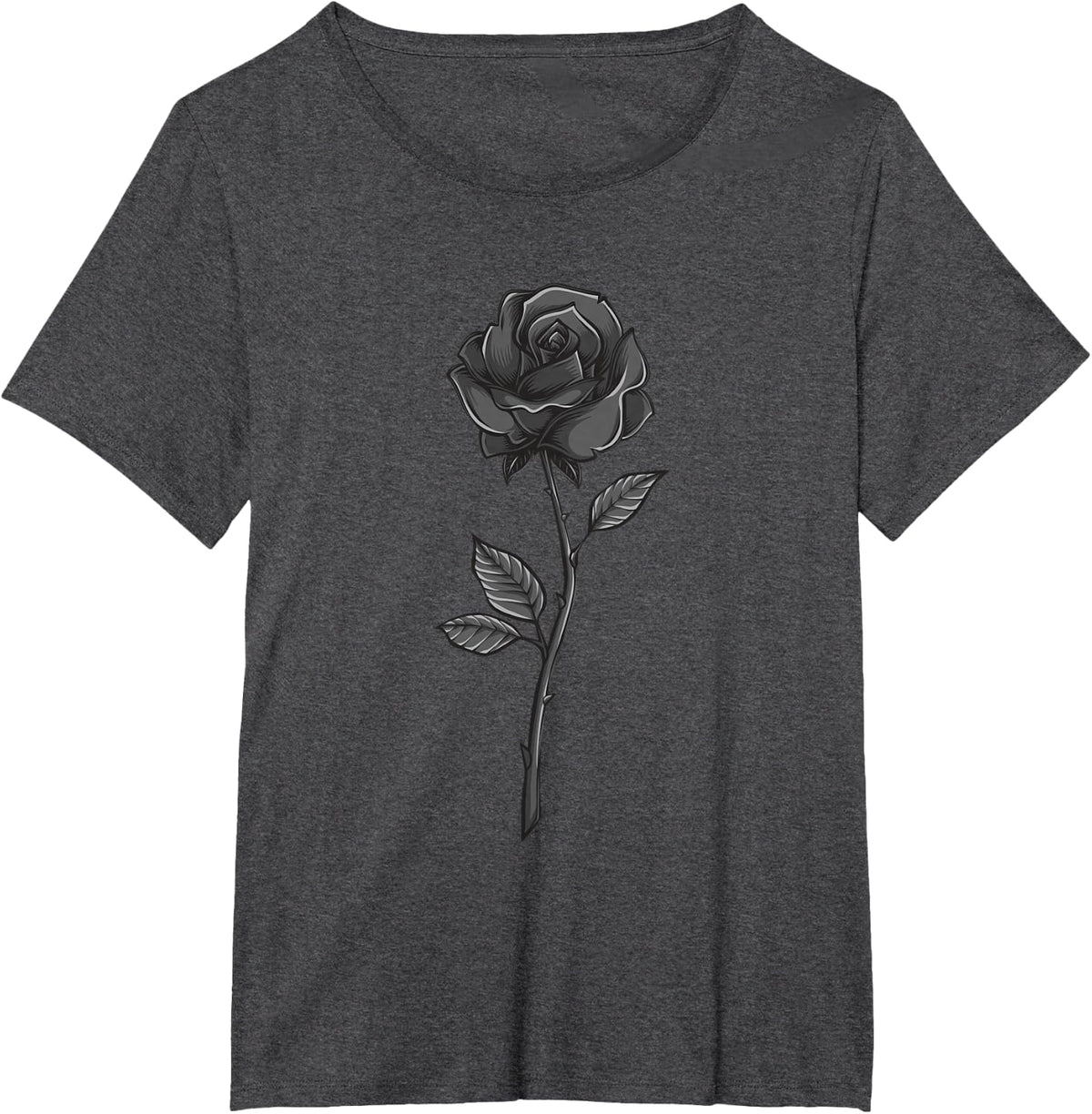 Goth Floral Black Rose Flower Lover T-Shirt - Dark Heather Grey