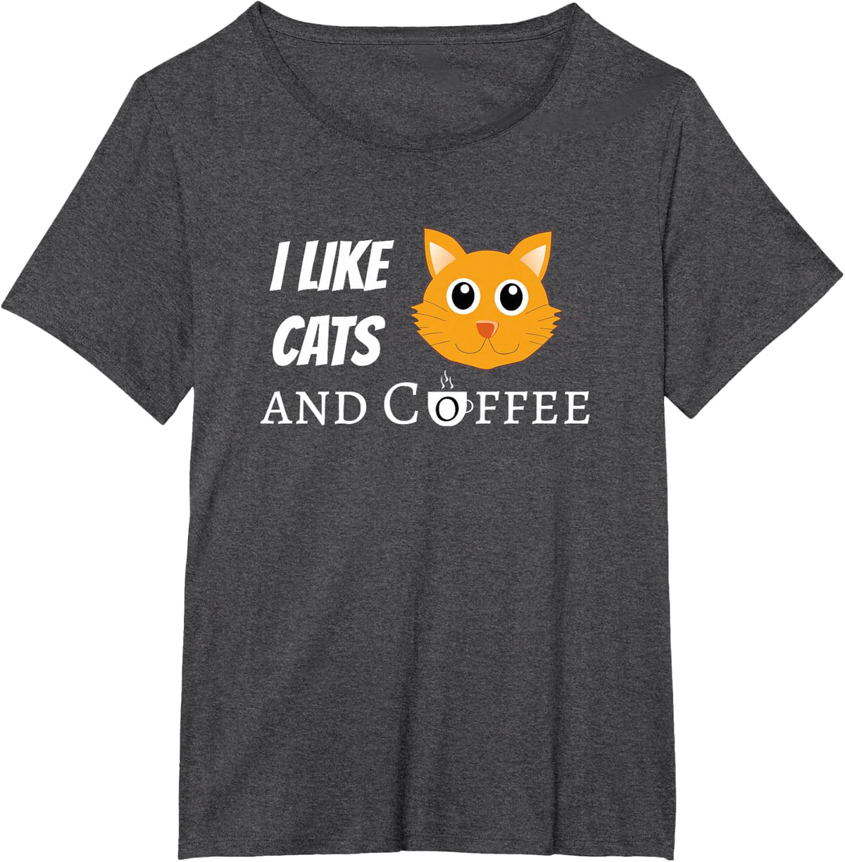 I Like Cats and Coffee T-Shirt for Cat Lovers Gift Tee - Dark Heather Grey